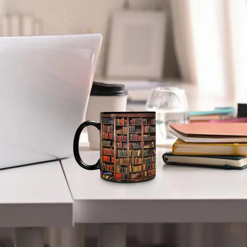 3D Effect Library Bookshelf Mug Creative Space Ceramic Coffee Mugs Multi-Purpose Mugs 350ml  Bookworm Mug For Women Men Bookish