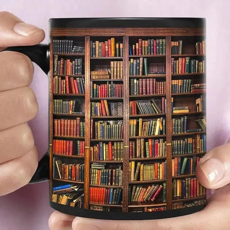 3D Effect Library Bookshelf Mug Creative Space Ceramic Coffee Mugs Multi-Purpose Mugs 350ml  Bookworm Mug For Women Men Bookish