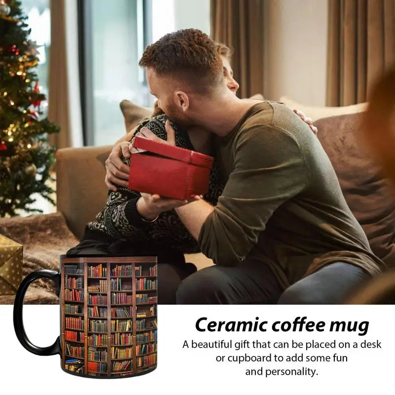 3D Effect Library Bookshelf Mug Creative Space Ceramic Coffee Mugs Multi-Purpose Mugs 350ml  Bookworm Mug For Women Men Bookish